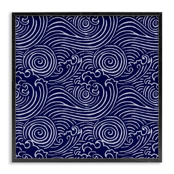 Stupell Industries Contemporary Blue Traditional Waves Black Framed Giclee Art, 12 x 12, by Marie le Moal