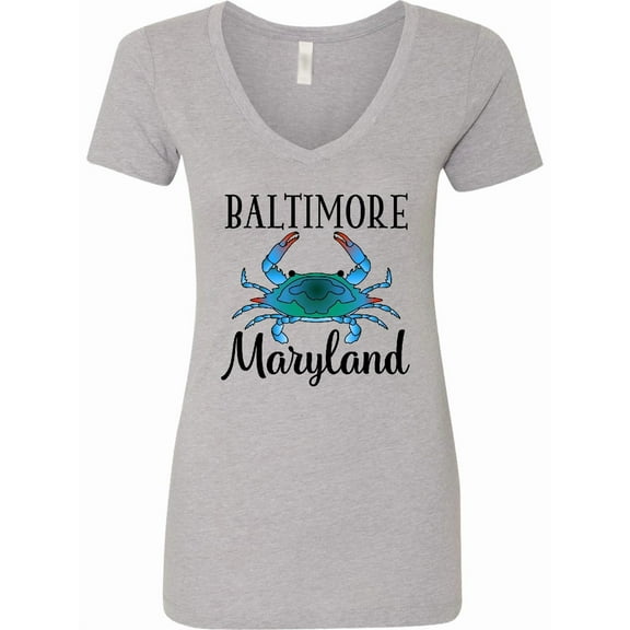 Inktastic Baltimore Maryland Vacation Blue Crab Women's V-Neck T-Shirt
