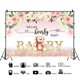 thumbnail image 1 of 7x5ft Bear Gender Reveal Baby Shower Party Backdrop Boy or Girl Blush Pink Blue Floral Photography Background Party Decor Blue and Pink Balloons Gold, 1 of 4