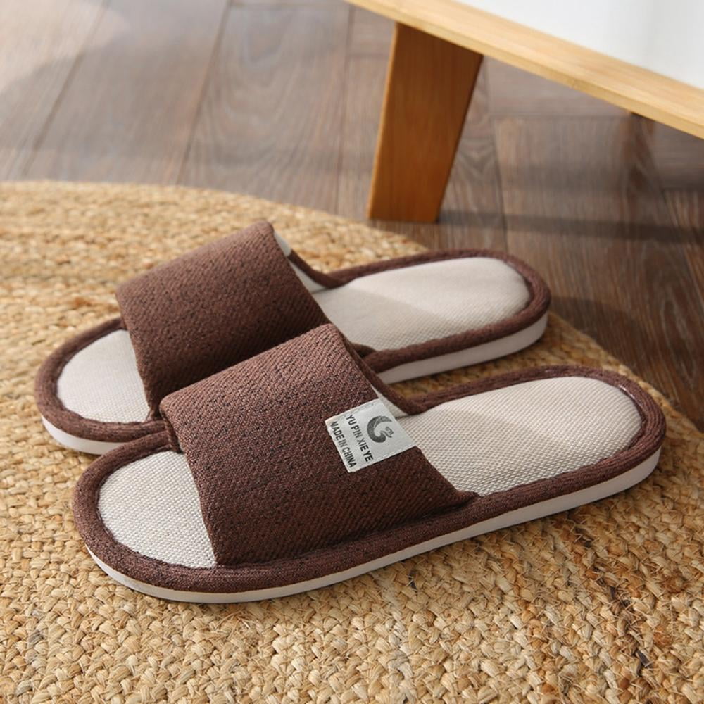Womens/Mens Open Toe House Slippers Arch Support Lightweight Linen Slippers, Cotton and Linen