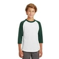 thumbnail image 2 of Sport-Tek ®  Youth Colorblock Raglan Jersey.  Yt200 Xl White/ Forest, 2 of 4