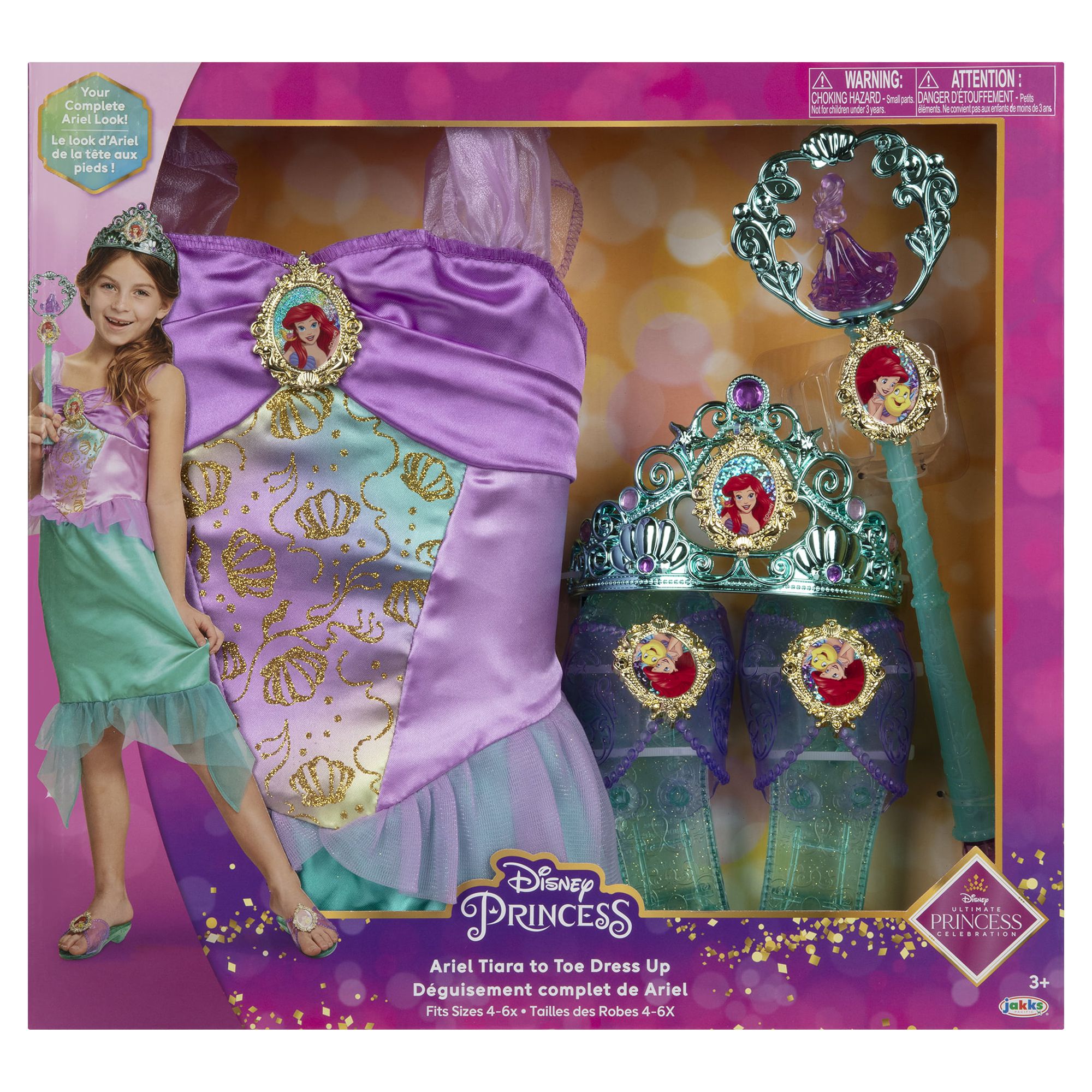 Disney Princess Ariel Tiara to Toe Dress up Set, Girls' Costume Includes 5 Pieces - image 2 of 12