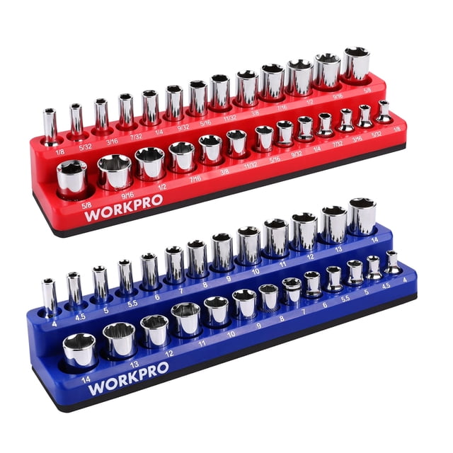 Organizador de enchufes magnético WORKPRO 2 piezas 1/4 pulgadas SAE