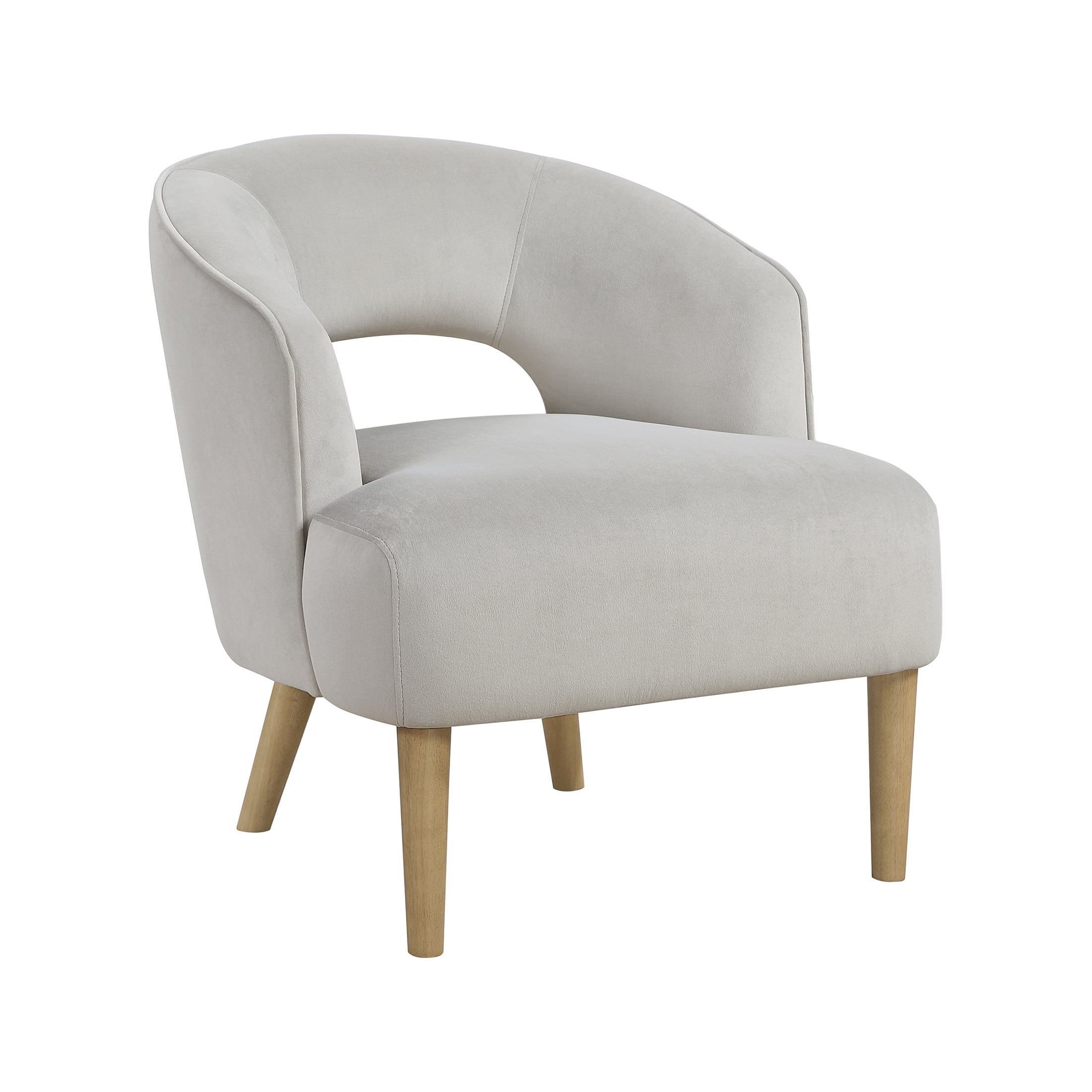 OakvillePark Mirawood Velvet Barrel Accent Chair, Gray