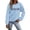 Light Blue, variant on CAIVO Womens Crew Neck Sweatshirts Casual Long Sleeve Graphic Letter Printed Shirts Pullover Tops For Women Breathable Stretch Fall Streetwear