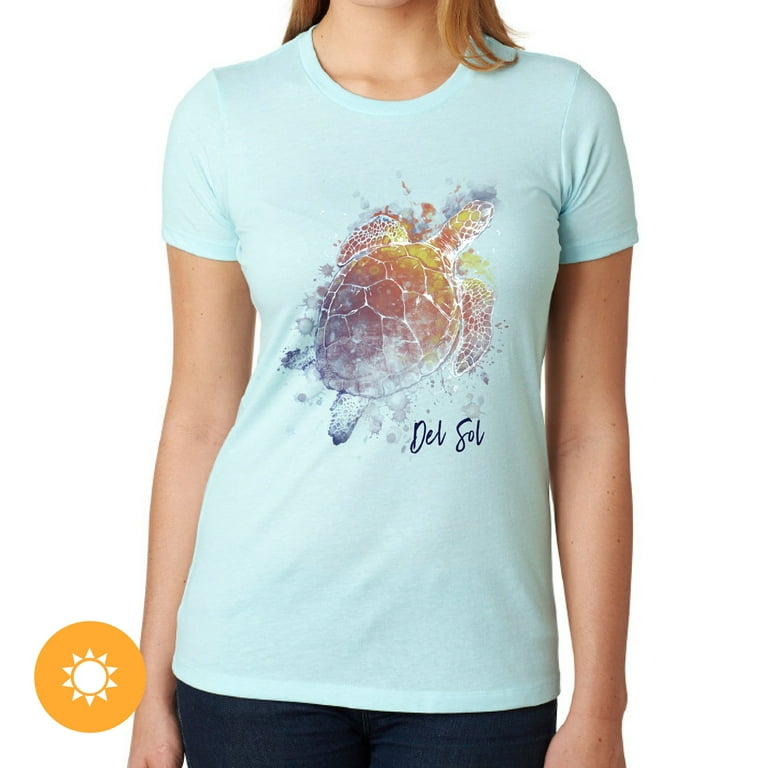 Girls Crew Tee Turtle Splash-Ice Blue by DelSol for Women Pc