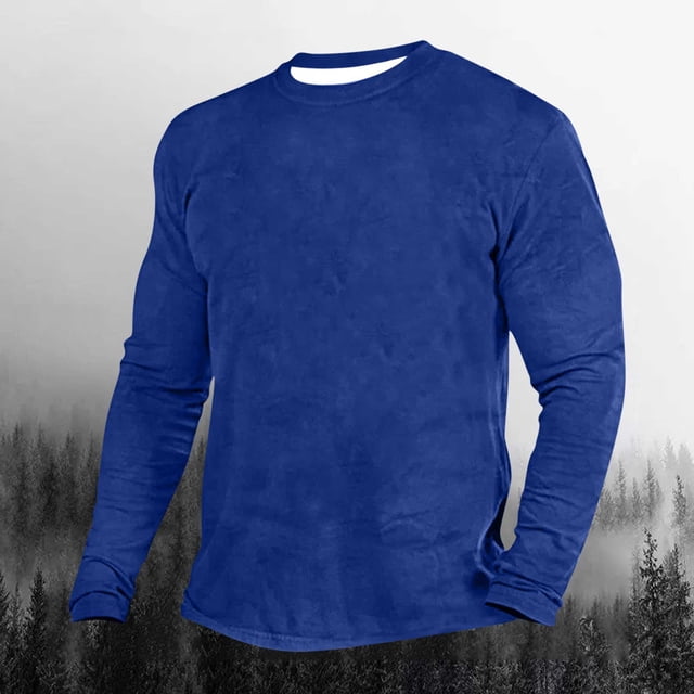 pstuiky camisas de manga larga para hombre, Camiseta de manga larga para hombre con cuello redondo y color liso. camisetas de hombre xxxxxl