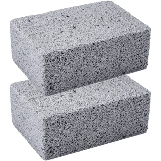CHAO Piedra de limpieza para barbacoa, 2 piezas de ladrillo de limpieza para parrilla, bloque de parrilla para limpiar parrillas o parrillas, piedras desincrustantes reutilizables, limpiador de ladril
