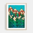 thumbnail image 2 of Green Christmas forest - Mixed Media Winter Mountain Forest Nature Snow Geometric Whimsical Unframed Wall Art Print 6 x 8 inches, 2 of 16