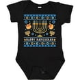 thumbnail image 3 of Inktastic Happy Hanukkah Sweater Style Design with Menorah and Dreidel Boys or Girls Baby Bodysuit, 3 of 5