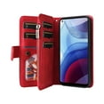 thumbnail image 3 of Zipper Wallet Case for Motorola Moto G Power 2021 Large Capacity Card Slots Holder Magnetic Cover, Luxury PU Leather Anti-Shock Flip Folio Case with Kickstand Wrist Strap Handbag Protective Case,Red, 3 of 8