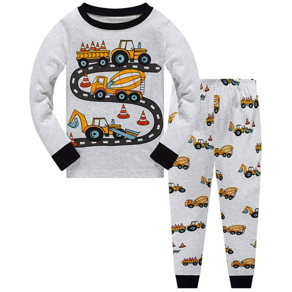 Little Boys Pajamas for Toddler Clothes Set Truck Sleepwear Long Sleeve 100% Cotton 2 Piece Kids Pjs(Truck-121 3T)