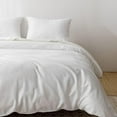 thumbnail image 5 of 600TC Egyptian Cotton Duvet Cover California King Size Sateen Weave, Silky Soft and Breathable Bedding Set with Zipper Closure, Long Staple Cotton Bed Linen Pure White 3Pcs (104"×98"), 5 of 9