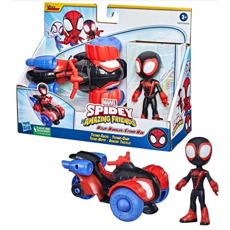 Marvel Spidey His Amazing Friends Miles Morales Techno Racer Vehicle Action Figure Version 2