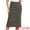Army Green, variant on Women's Zipped and Button Denim Split Back Pockets Midi Jean Skirts XL Blue