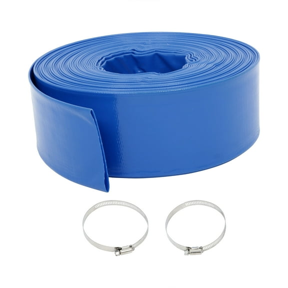 3" x 100 ft Pool Backwash Hose Blue PVC Lay Flat Water Discharge Pump Hoses