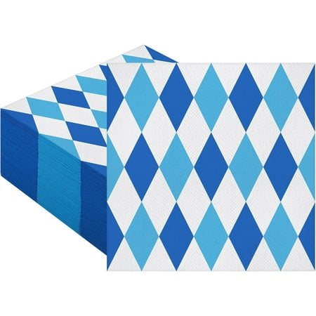 Fuliko 100 Pieces Oktoberfest Paper Napkins Party Napkins 13" 13" Unfolded Tableware for Oktoberfest Party Supplies Tents Table Decoration German