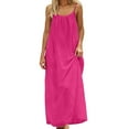 thumbnail image 4 of XIAOCHA Women's Backless Maxi Dress Spaghetti Strap Flowy Loose Fit Dress Casual Beach Vacation Dress, 4 of 7