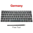 thumbnail image 1 of New Keycaps US UK Spain French Russian For Macbook Pro Retina 13" A1708 Keyboard Keys Replacement key cap 2016 2017 Germany, 1 of 6