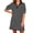 Black, variant on Stripe Printing Women Short Sleeve V Neck Casual Mini Shirt Dresss