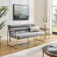 thumbnail image 1 of Inspired Home Madisen Velvet Settee Loveseat, Grey/Gold, 1 of 7
