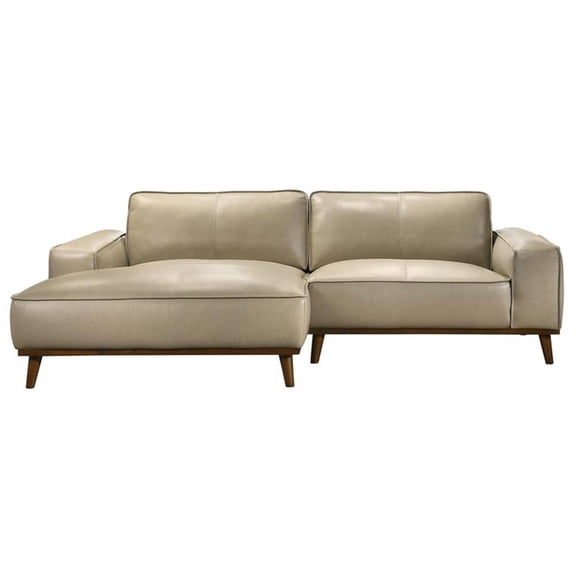 Oasis Modern Design Top Grain Leather Left-Faced Sectional Sofa in Beige