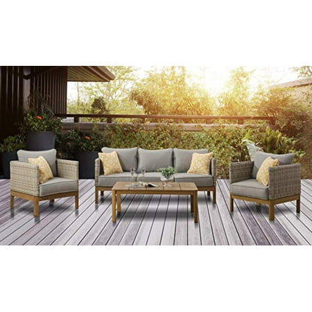 M?d Furniture BLAKE4PC-GRY Blake 4-Piece Set with 2 Bucket Chairs, Sofa