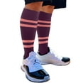 thumbnail image 3 of Couver Cotton Purple Striped Softball Baseball Sports Knee High Tube Socks, Pink Medium, 3 of 7