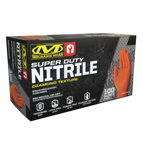 Mechanix Wear 8 Mil Nitrile RDT Disposable Gloves 100-BX (Large, Orange)