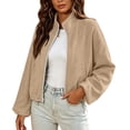 thumbnail image 6 of Warop Women Stand Collar Sweatshirt, Long Sleeve Zip Up Drawstring Short Pocket Pullover for Casual, 6 of 9