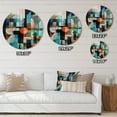 thumbnail image 5 of Designart "Orange Geometric Odyssey I" Modern Geometric Metal Round Wall Art Prints, 5 of 5