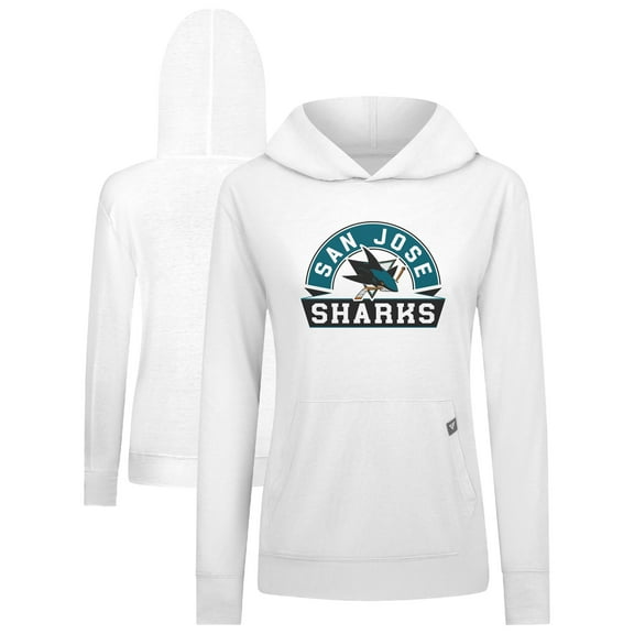 Women's Levelwear White San Jose Sharks Relay Banner Arch Pullover Hoodie