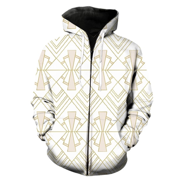 Sudadera con capucha y cremallera con estampado abstracto para hombre, de gran tamaño, con estampado 3D, estilo informal, estilo Harajuku, hip hop, 2024