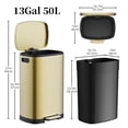 thumbnail image 6 of 13 Gallon Trash Can with Lid, 50L Fingerprint Proof Stainless Steel Kitchen Trash Can with Removable Inner Bucket and Lid Soft Close, Pedal Rubbish Bin for Home Office, Gold, 6 of 7