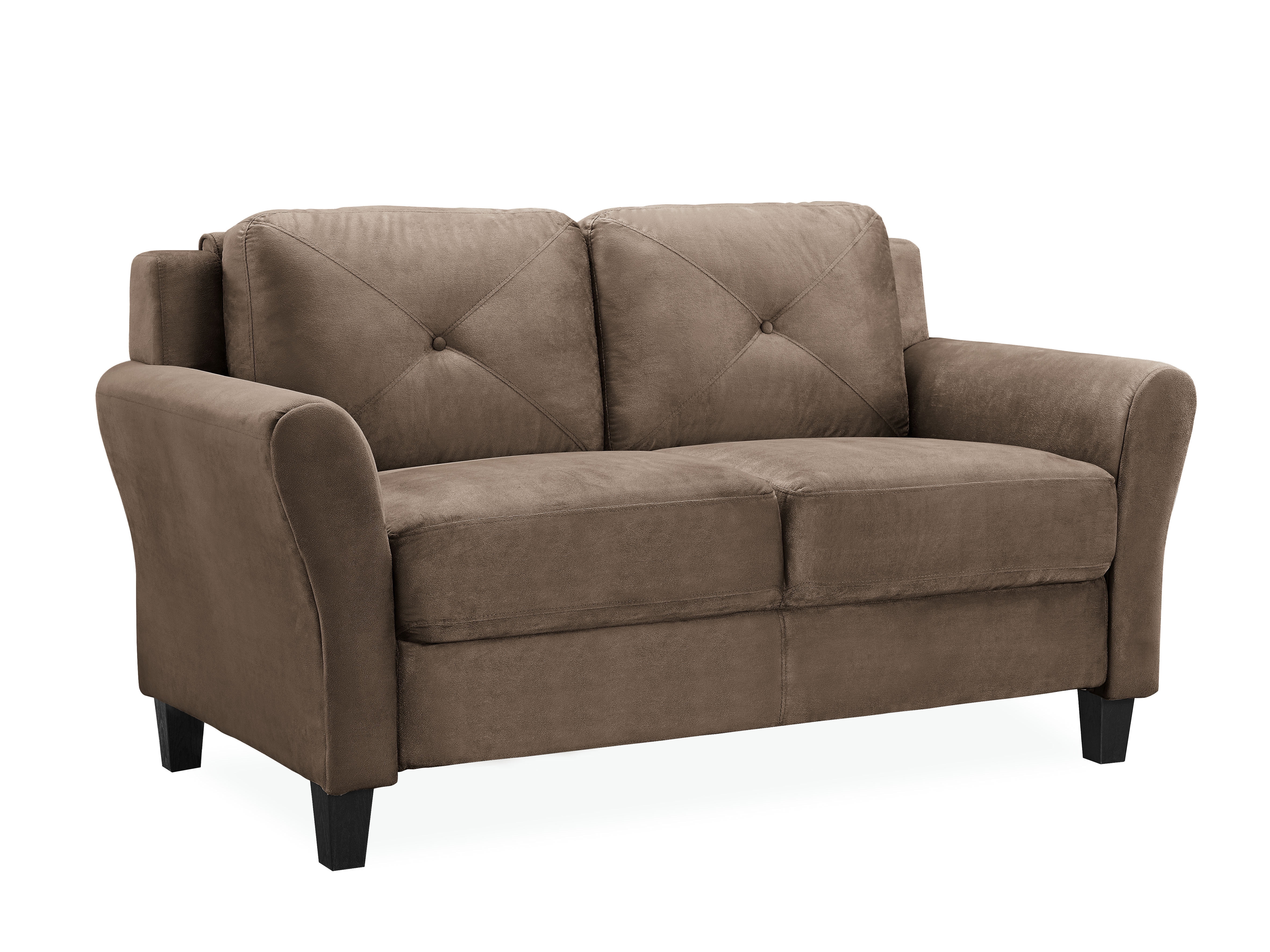 Lifestyle Solutions Taryn Loveseat with Rolled Arms, Brown Fabric