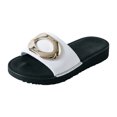 thumbnail image 5 of Rokment Women's Metallic Silver Buckles Platform Memory Foam Slippers for Indoor Outdoor Fashion Casual Cloud Comfortable Arch Support Walking Slip on Slides Beach Sandals White Size 7, 5 of 6