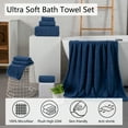 thumbnail image 3 of Jessy Home 8 Piece Oversized Navy Blue Bath Towel Set-2 Extra Large Bath Towel Sheets, 2 Hand Towels, 4 Washcloths-600GSM Soft Plush Towel Set, 3 of 8
