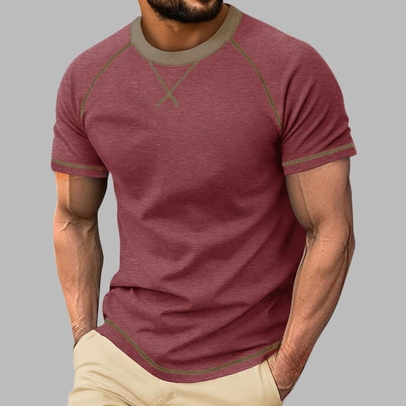 gbyLJF Men's Crewneck Sweatshirts Short Sleeve Casual Summer T-shirts Solid Color Sports Fitness Tops Basic Tee