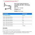 thumbnail image 2 of Front Lower Control Arm Set of 2 - Compatible with 2005 - 2010 Honda Odyssey 2006 2007 2008 2009, 2 of 2
