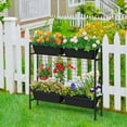 thumbnail image 2 of Raised Garden Bed 32" Tall Elevated Planter Boxes with Trellis & Legs, Vertical Herb Garden Planter Outdoor for Gardening, Vegetables, Flowers, Herbs, Backyard, Black, 2 of 6