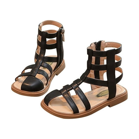 

ZRBYWB Big Kids Girl Sandals Summer Roman High Top Open Toe Sandals Princess Shoes Daily School Wear Summer Shoes