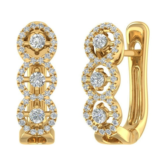 3/8 Carat Diamond Hoop Earrings in 14K Yellow Gold (I1-I2 Clarity)