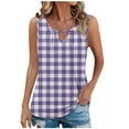 thumbnail image 2 of ITSAME Women's Tank Tops, Sleeveless Checked Graphic V Neck Summer 2025 Fashion Casual Blouse Purple S, 2 of 6