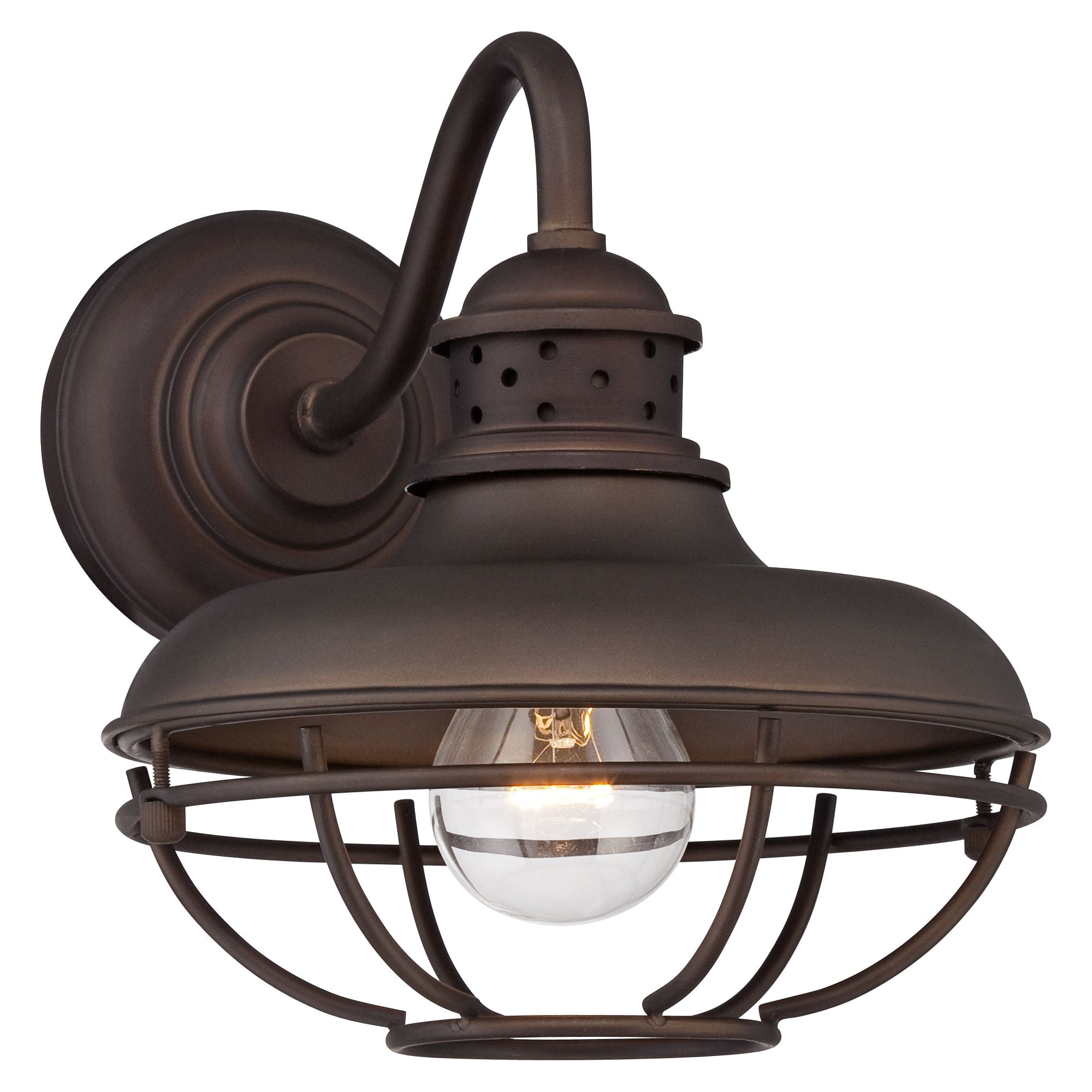 Franklin Iron Works Park Rustic Farmhouse Outdoor Wall Light Fixture Oil Rubbed Bronze Caged 9" for Post Exterior Barn Deck House Porch Yard Patio
