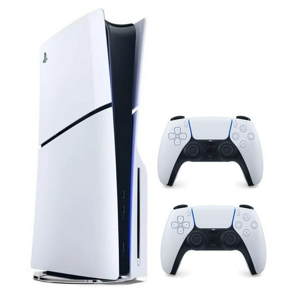 Sony PlayStation 5 Console Slim Disc Edition with Extra Dualsense White Controller Bundle
