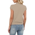 thumbnail image 5 of WIHOLLWomens Short Sleeve Sweater Mock Neck Summer Top Dressy Casual Basic Knit Pullover Shirt Beige Tops, 5 of 8