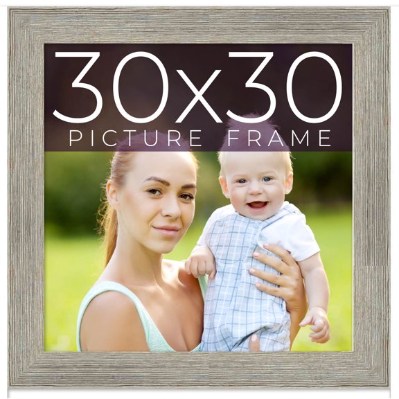 30x30 Frame Grey Real Wood Picture Frame Width 1.5 Inches | Interior Frame Depth 0.5 Inches | Barn