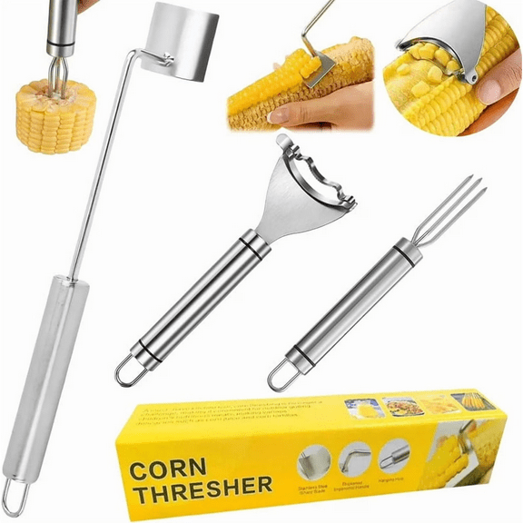 QOPR Corn Peeler,Corn Peeler For Corn on the Cob,Stainless Steel Corn Stripper Tool, Corn on the Cob Remover,Corn Cutter to Cut Corn off the Cob,Suitable for Kitchen/Home/Outdoor Dining (3 Pcs)