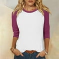 thumbnail image 2 of FNFYFH 3/4 Sleeve Baseball Tees for Women 2025 Summer Casual Crewneck Pullover Athletic Raglan Sleeve Tops Lightweight Patchwork Blouses, 2 of 7