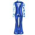 thumbnail image 4 of iiniim Combinaison Pantalon à Pattes d'Éléphant Zippée Imprimée Patchwork pour Garçons, Tenue de Fête Disco, pour Performance sur Scène, Bleu Royal 14, 4 of 5